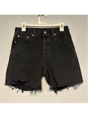 Levi's Black Distressed Jean Shorts women’s Size 28 Raw Hem 100% Cotton